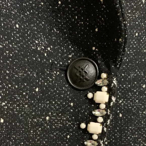 Kempner Size 8 Statement Blazer Jacket Embellished Black White Silk Lined - Picture 5 of 9